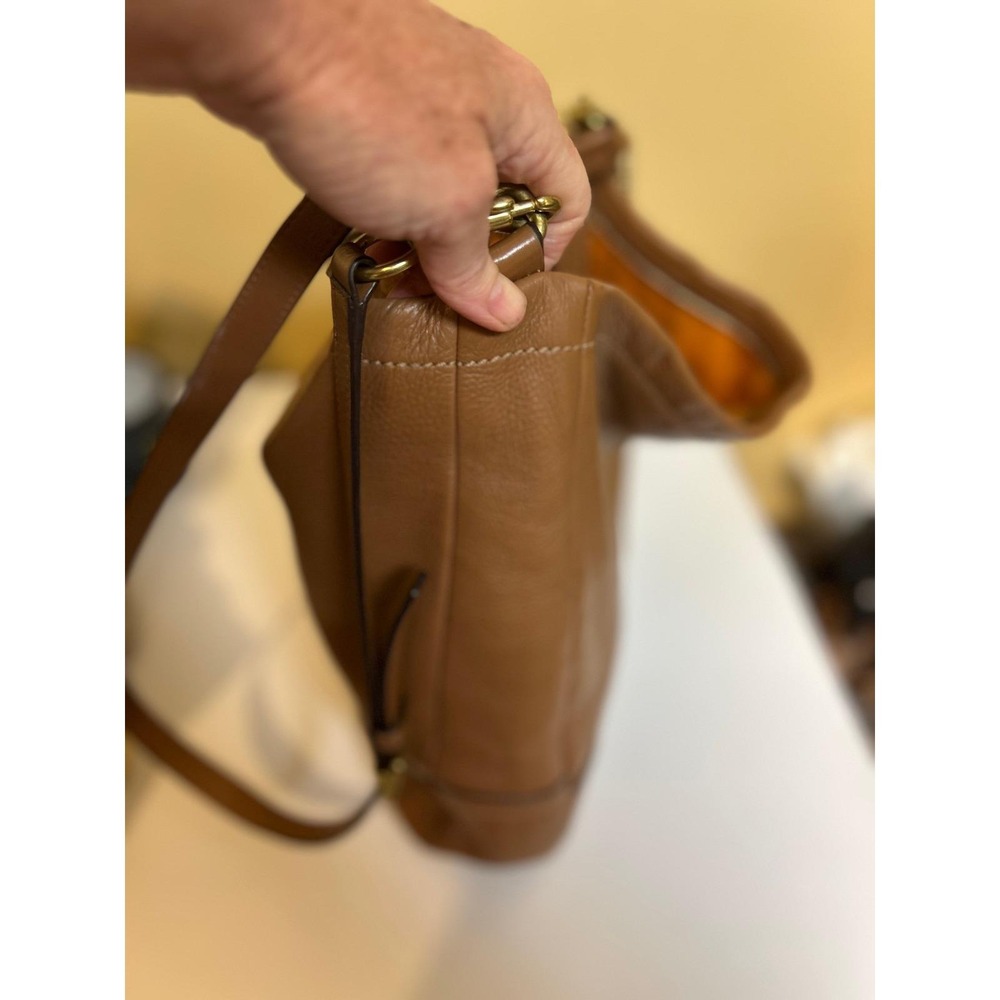 Vintage Coach Brown Pebbled Leather Convertible Hobo Crossbody Brass Hardware - Picture 10 of 13